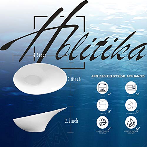 Holitika Sushi Soy Sauce Dish - Dipping Bowls Set, White Porcelain Dipping Sauce Bowls/Dishes for Soy Sauce, Ketchup, BBQ Sauce or Seasoning- 1 Oz,Set of 6,D2