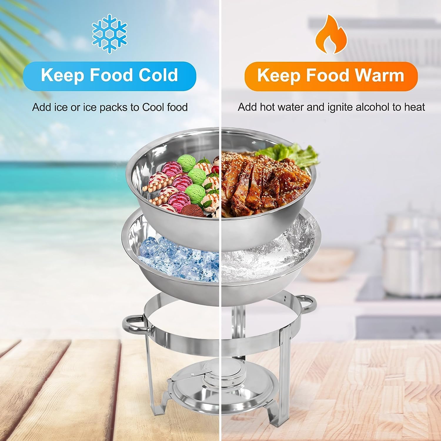 Nova Microdermabrasion Chafing Dish Buffet Set of 4 Stainless Steel Chafing Dishes for Buffet Food Warmer for Parties Catering Event with Food Water Pan, Fuel Holder