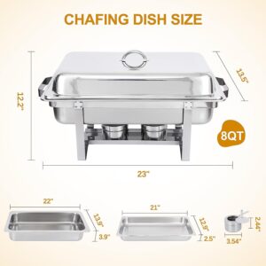 Nova Microdermabrasion Chafing Dish Buffet Set of 4 Stainless Steel Chafing Dishes for Buffet Food Warmer for Parties Catering Event with Food Water Pan, Fuel Holder