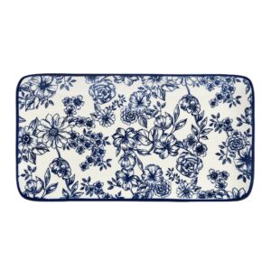 pfaltzgraff gabriela floral rectangle platter, 14.75 inch, blue and white