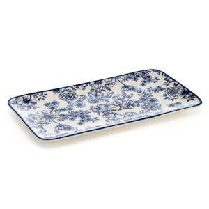 Pfaltzgraff Gabriela Floral Rectangle Platter, 14.75 Inch, Blue and White