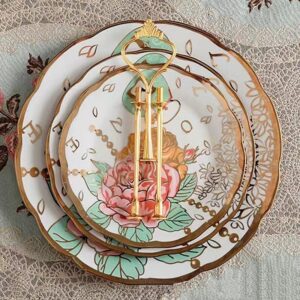 3 Tier Ceramic Vintage Cake Stand with Beautiful Classic Rose Pattern, Food Rack for Displaying Cake Platter