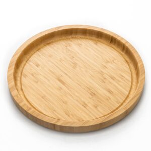 dranixly serving tray, round bamboo tray beautiful round decorative wood tray for kitchen dining room coffee table, suitable for storage and display (9.8 inch)