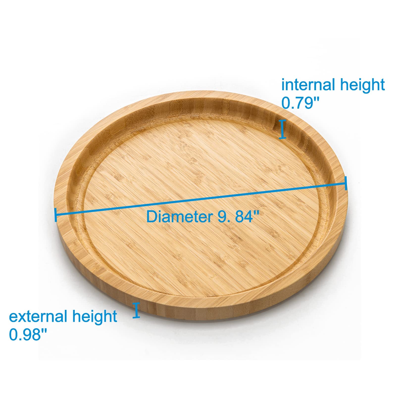 Dranixly Serving Tray, Round Bamboo Tray Beautiful Round Decorative Wood Tray for Kitchen Dining Room Coffee Table, Suitable for Storage and Display (9.8 inch)