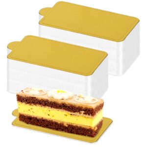200 pcs mini cake boards, golden paper mousse cake boards mini cake bases cupcake dessert displays tray cardboard pastry base - grease proof & moisture resistant (rectangular cake board)