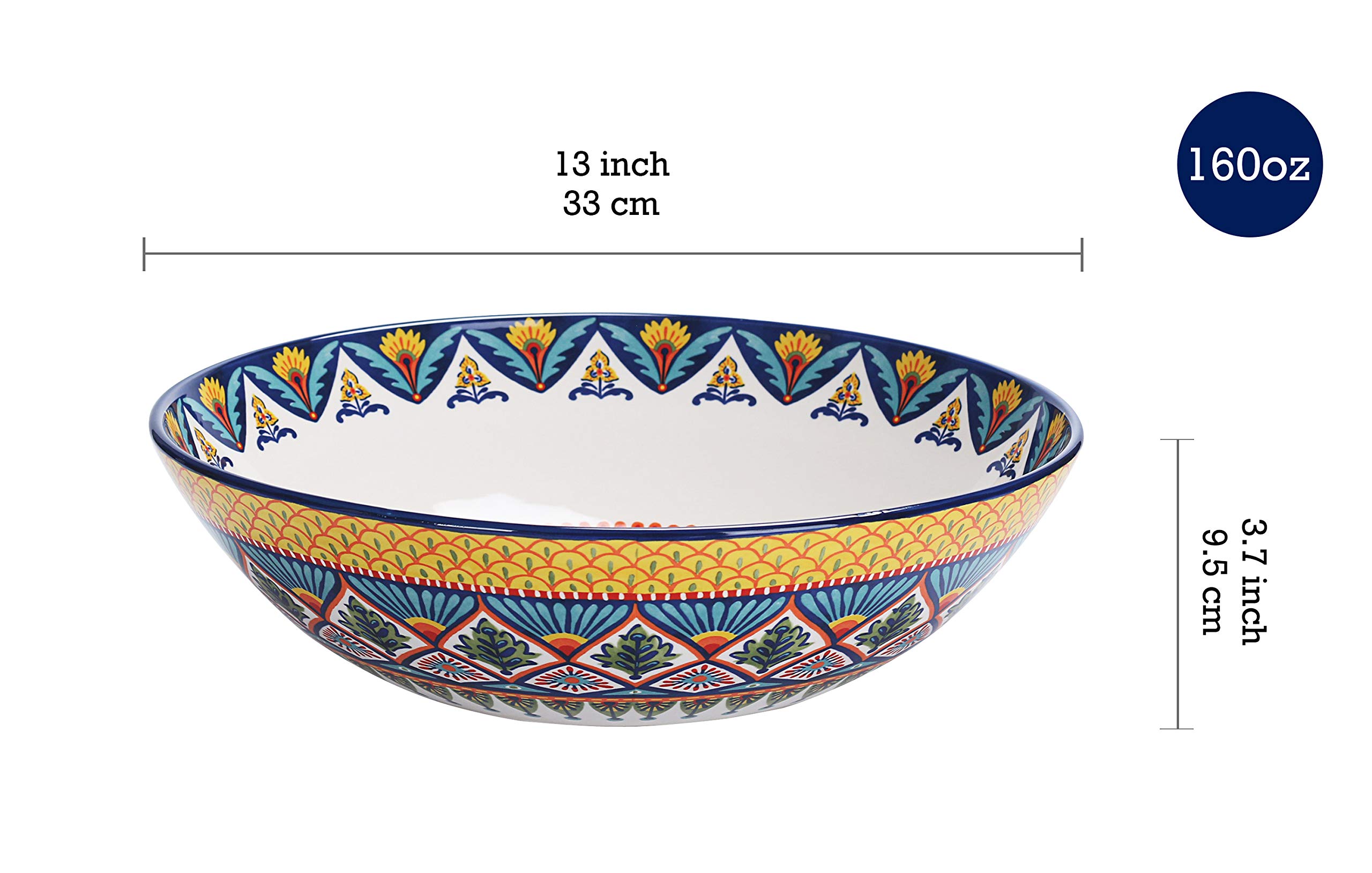 Bico Havana Ceramic 13 inch Serving Bowl, Microwave & Dishwasher Safe