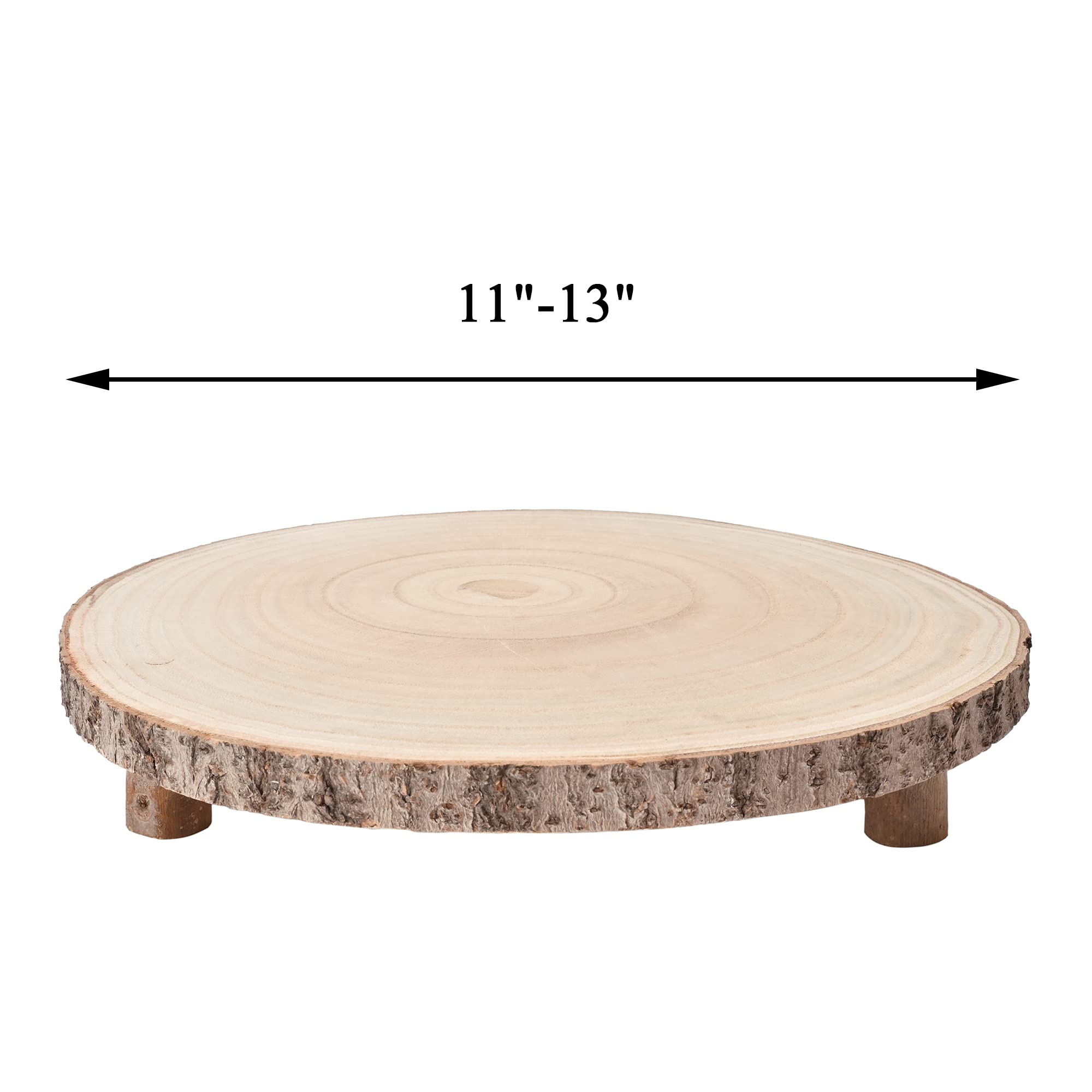 WILLOWDALE 11-13 Inches Wood Cake Stand for Dessert Table, Wedding Cake Stand Farmhouse Serving Tray for Party, Wood Slice with Legs Round Cake Holder Rustic Decor Table Centerpieces for Dining Room