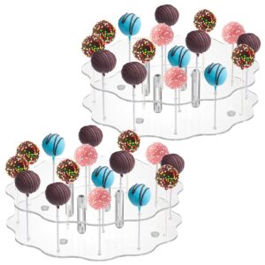 hacaroa 2 pack cake pop display stand, 16 holes acylic clear lollipop holder, decorative candy dessert holder cupcake stand for weddings, baby showers, birthday parties