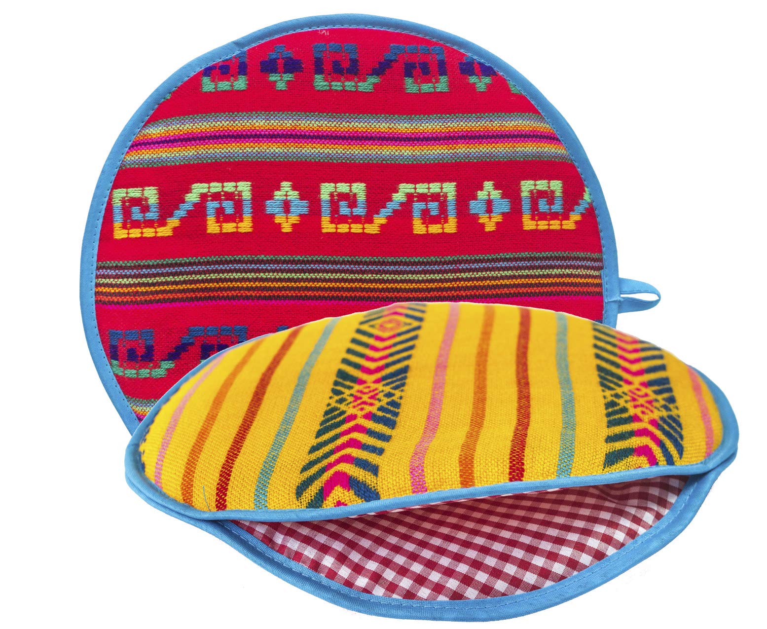 Authentic Mexican Cloth Tortilla Holder Warmer Pouch 1Pz Double Sided. Insulated Tortillera Microwave Oven Safe for Corn, Flour Taco, Burrito, Quesadilla,Bread, Roti. Tortillero Termico de Tela Red