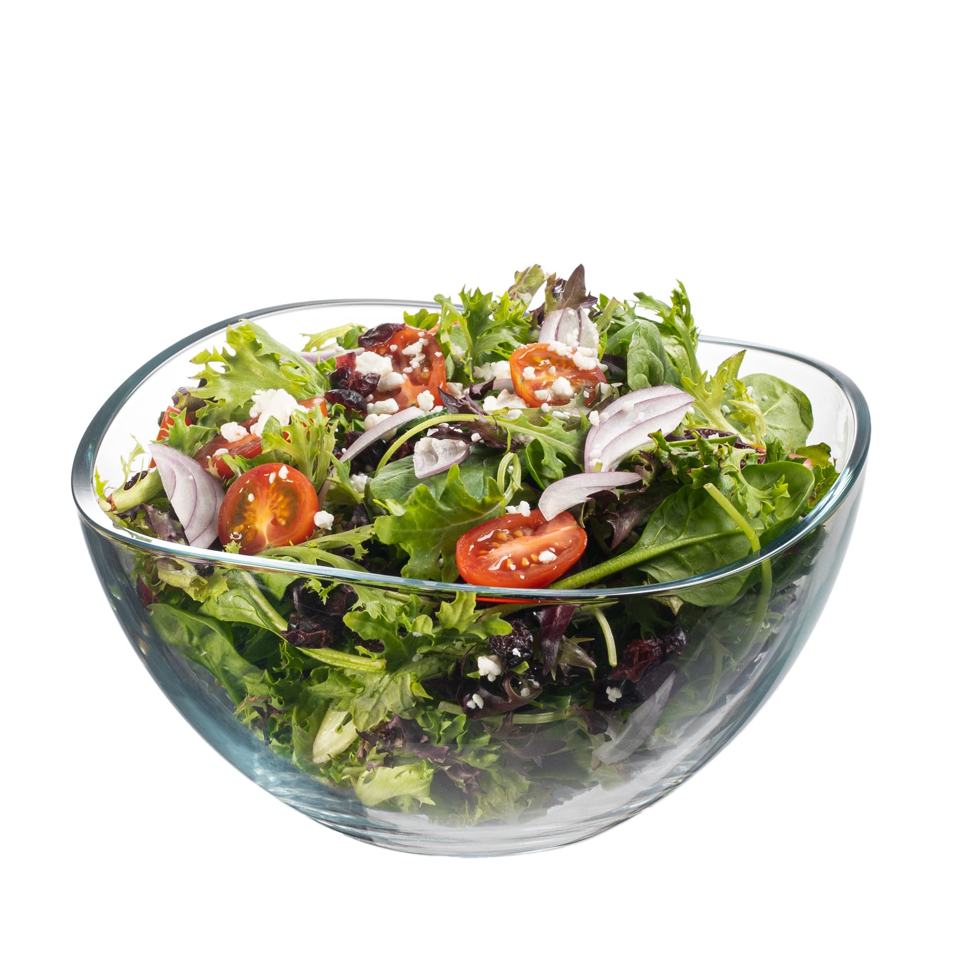 Vira 63.5 Ounce Glass Serving Bowl | Beautiful Wavy Design, Thick, Durable Glass, For Salads, Desserts, Fruit, and More, Microwave and Dishwasher Safe, 8.2” x 4.5”