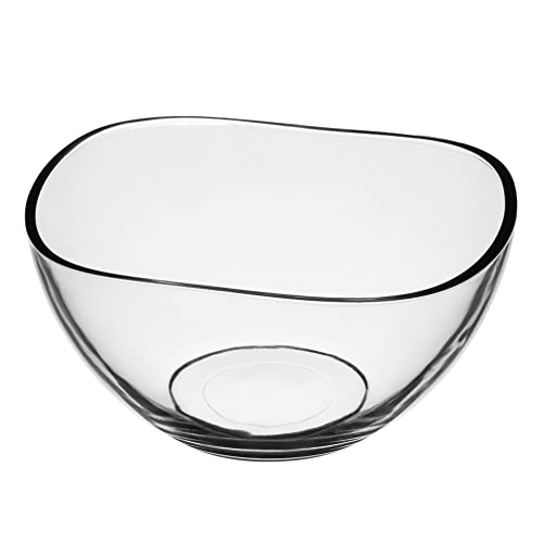 Vira 63.5 Ounce Glass Serving Bowl | Beautiful Wavy Design, Thick, Durable Glass, For Salads, Desserts, Fruit, and More, Microwave and Dishwasher Safe, 8.2” x 4.5”