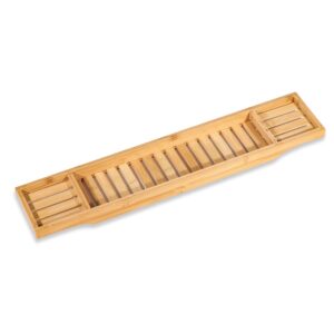 bamboo large 28.7" long slatted bathtub tray - by trademark innovations