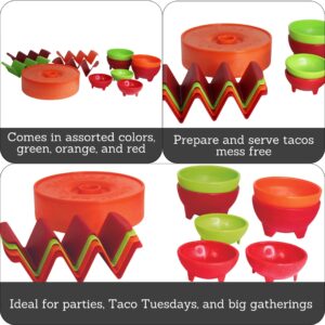 IMUSA 12 Piece Taco Fiesta Set, Kit Includes (1) 8" Tortilla Warmer, (3) Small Salsa Dishes, (4) Large Salsa Dishes (4) Taco Holder Stands