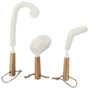 Lily's Home Decanter Cleaning Brush Set with Bamboo Handles, Glassware Cleaning Brushes for Hard to Reach Areas, Ideal for Champagne Flutes, Beer Mugs, Baby Bottles and Narrow Neck Goblets (Set of 3)