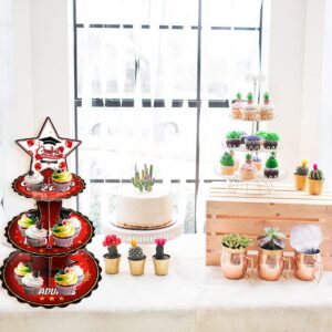 Hying Graduation Cupcake Stands 2024 for Dessert Table Party, 3 Tire Round Cardboard Dessert Stand 2024 Red for Graduation Party Favors Supplies 2024 Cupcake Tower Display Congrats Grad 2024