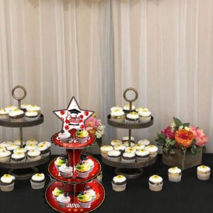 Hying Graduation Cupcake Stands 2024 for Dessert Table Party, 3 Tire Round Cardboard Dessert Stand 2024 Red for Graduation Party Favors Supplies 2024 Cupcake Tower Display Congrats Grad 2024