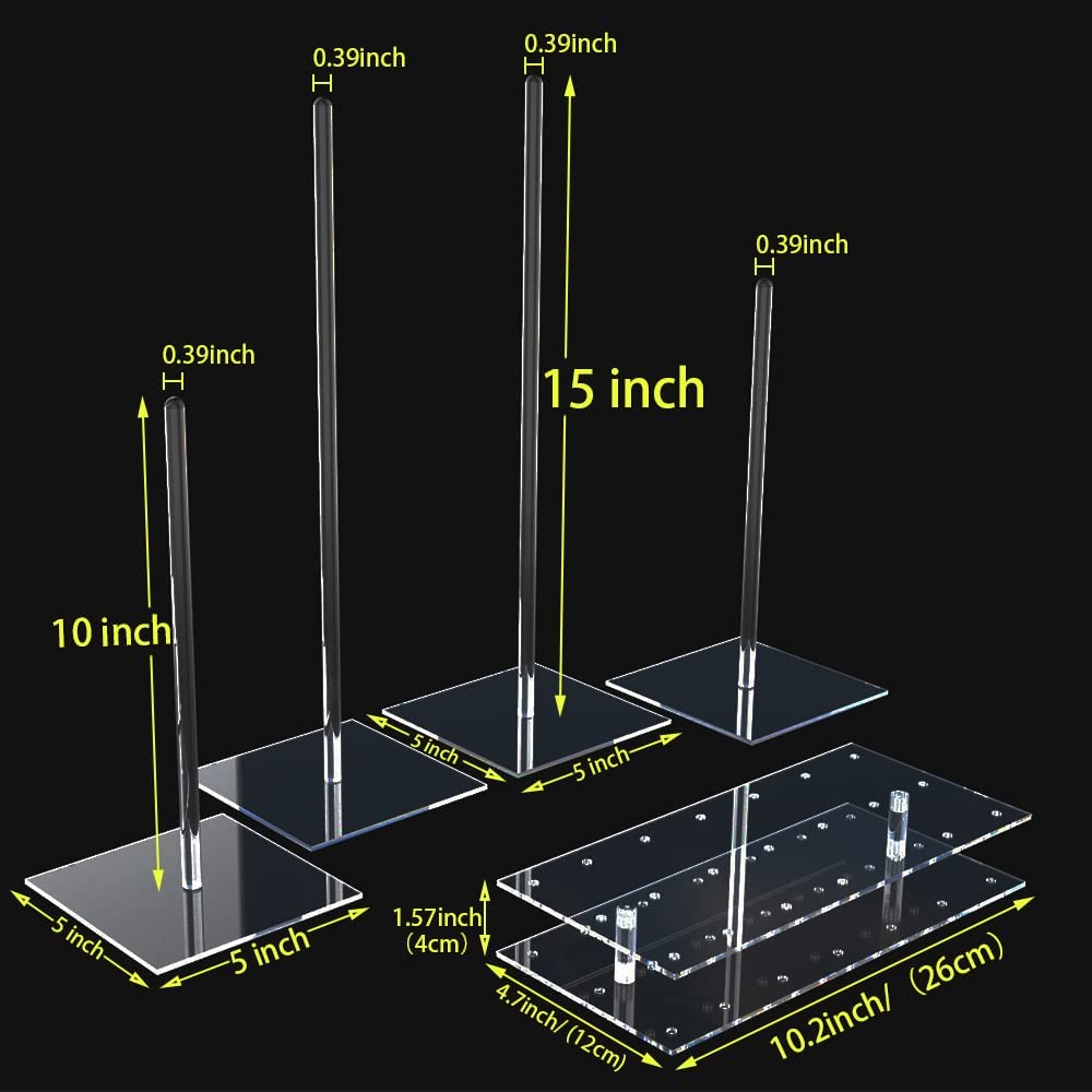Donut Stands and Cake Pop Stand Kit, Clear Acrylic Stand,1 pcs 21Holes Lollipop Holder and 4 Pcs Donut Holders for Weddings Baby Showers Birthday Parties Anniversaries Halloween Candy Decorative