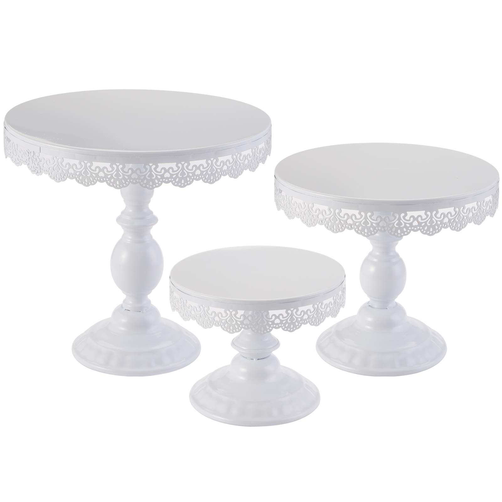 TOPZEA Set of 3 Cake Stands, 8" & 10" & 12" Round Cupcake Display Metal Dessert Cake Holders for Weddings, Birthday Party, Baby Shower, Anniversary, White