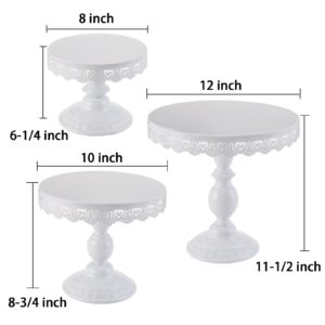 TOPZEA Set of 3 Cake Stands, 8" & 10" & 12" Round Cupcake Display Metal Dessert Cake Holders for Weddings, Birthday Party, Baby Shower, Anniversary, White