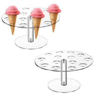 BLBYHO 【2 Pack 】 Acrylic Ice Cream Cone Holder Stand, Charcuterie Cone Holder, Sushi Hand Roll Stand Waffle Cupcake Sugar Cone Holder Stand, 14 Holes, Ideal Display Stand for Party, Baking Sell