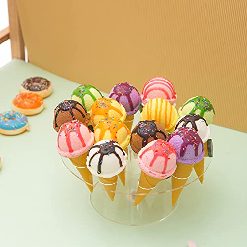 BLBYHO 【2 Pack 】 Acrylic Ice Cream Cone Holder Stand, Charcuterie Cone Holder, Sushi Hand Roll Stand Waffle Cupcake Sugar Cone Holder Stand, 14 Holes, Ideal Display Stand for Party, Baking Sell