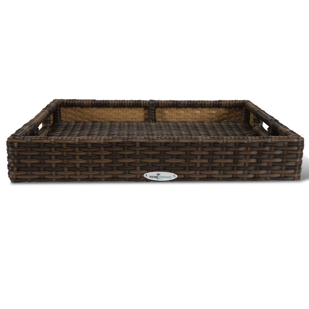 Outdoor/Indoor Hand Woven PE Rattan Large Serving Tray (Mixed Brown)