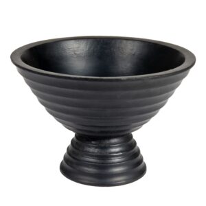 creative co-op boho wood pedestal serving bowl, black finish
