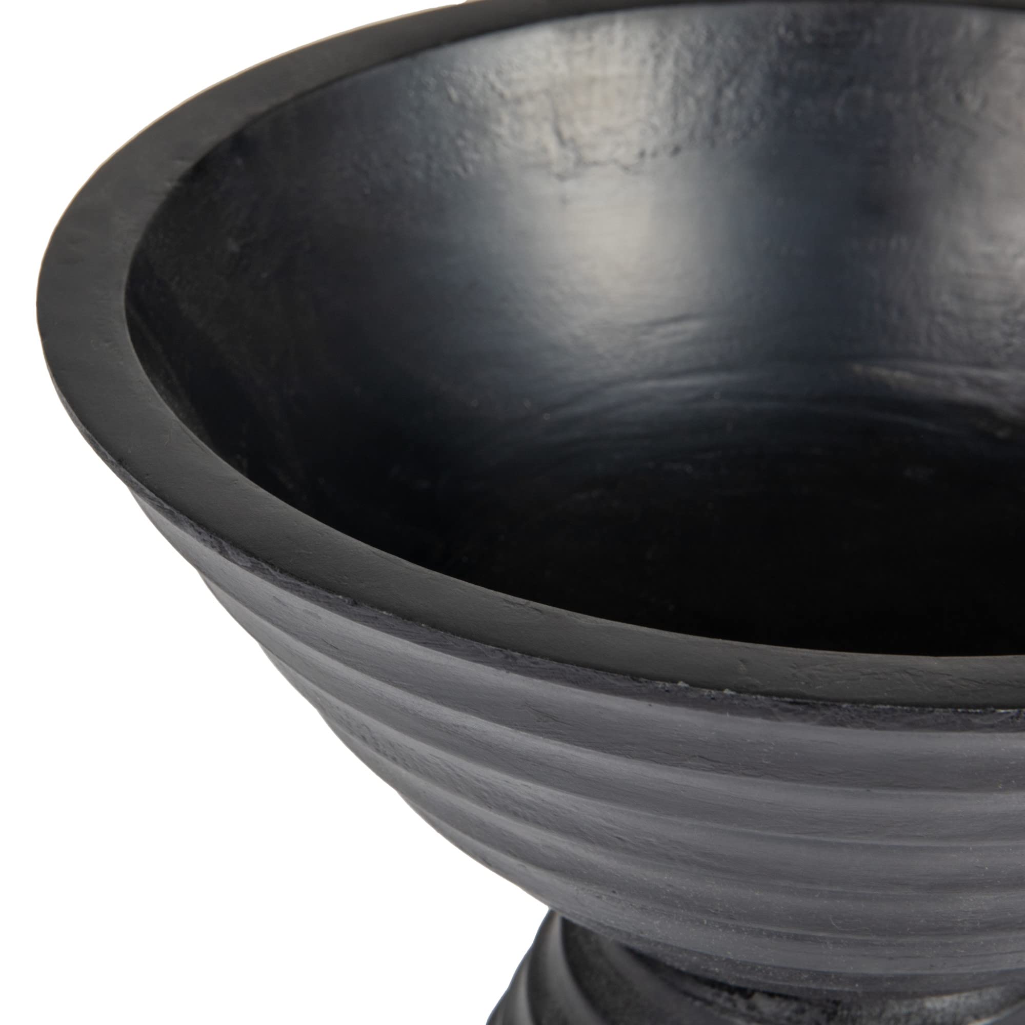 Creative Co-Op Boho Wood Pedestal Serving Bowl, Black Finish