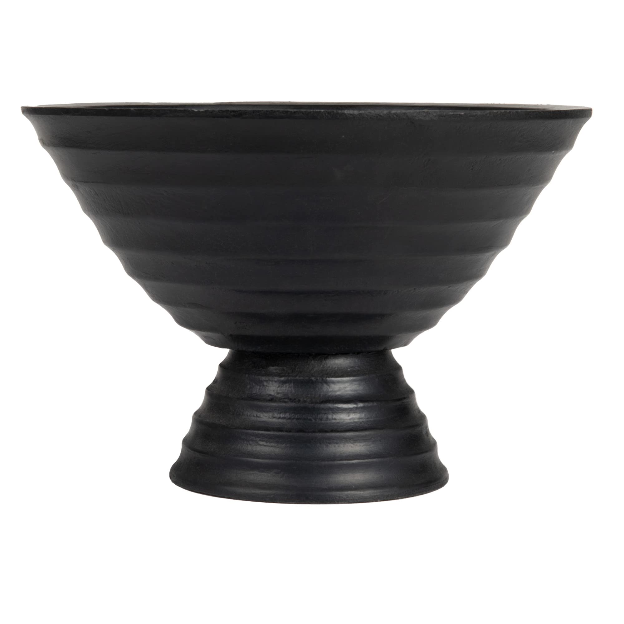 Creative Co-Op Boho Wood Pedestal Serving Bowl, Black Finish