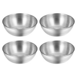 hemoton 4pcs stainless steel sauce dishes round seasoning dishes sushi dipping bowl saucers bowl mini appetizer plates seasoning dish saucer plates 3.15 inch