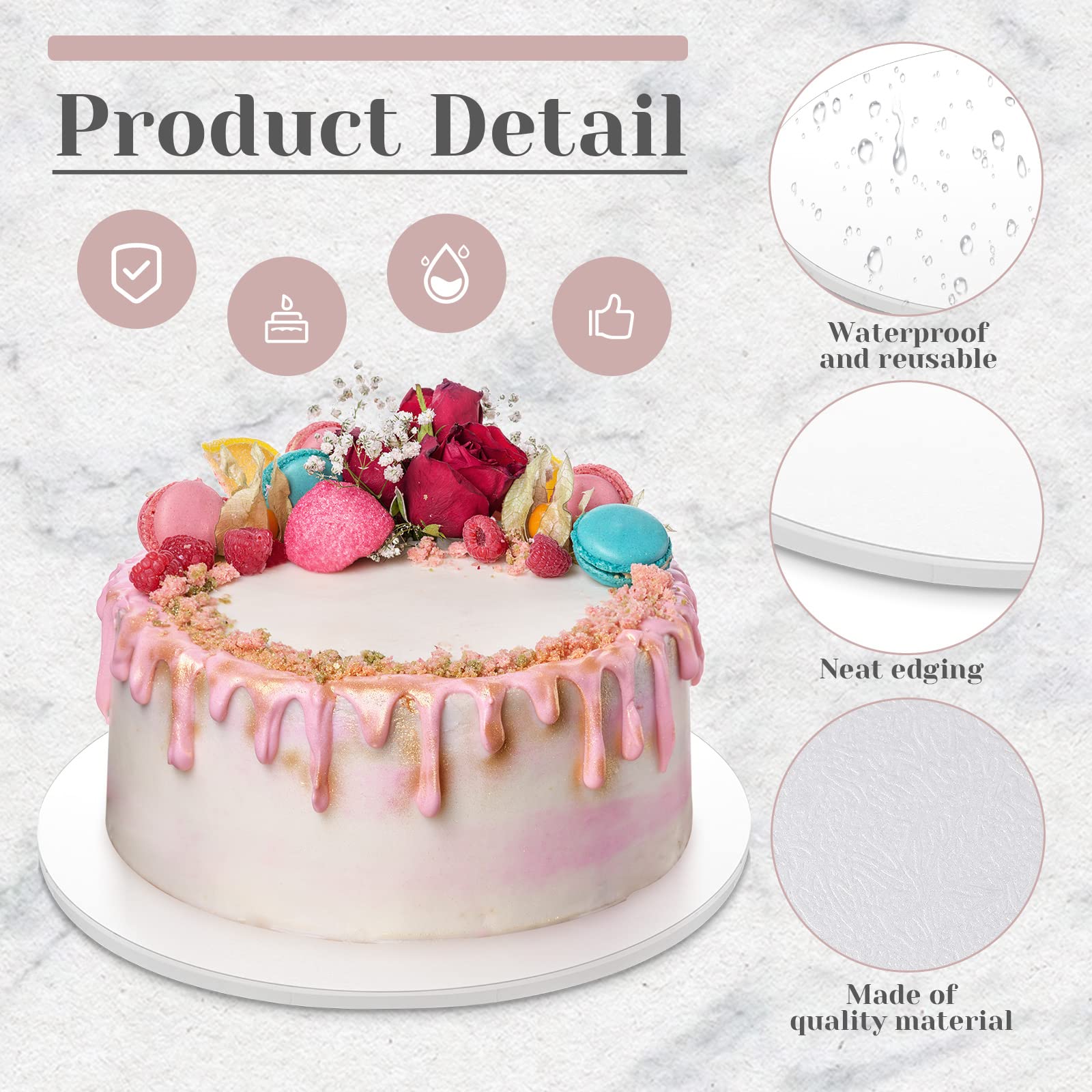 20 Pcs 12 Inch Round Cake Drums White Cakeboard 1/2 Inch Thick Circle Cake Boards Cake Base for Wedding Birthday Party Multi Tiered Cakes