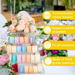 5 -Tier Macaron Tower Stand, Square Tiered Dessert Cake Display Stand Serving Tray for Birthday Party,Wedding,Baby Shower, French Macarons, Bakery Decor -Transparent