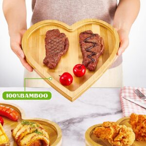 Patelai 3 Pieces Wooden Serving Tray Plate Dish for Snacks, Cookies, Fruits Cheese Display Food Dish Home Office (Heart)