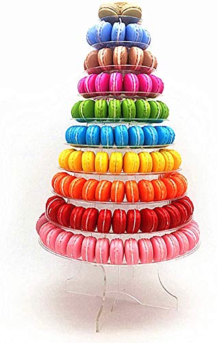 10 Tier Round Macaron Tower Stand Adjust Tiers Level Dia from 4"-13", Cupcake Stand Desserts Displayfor Wedding Birthday Decor