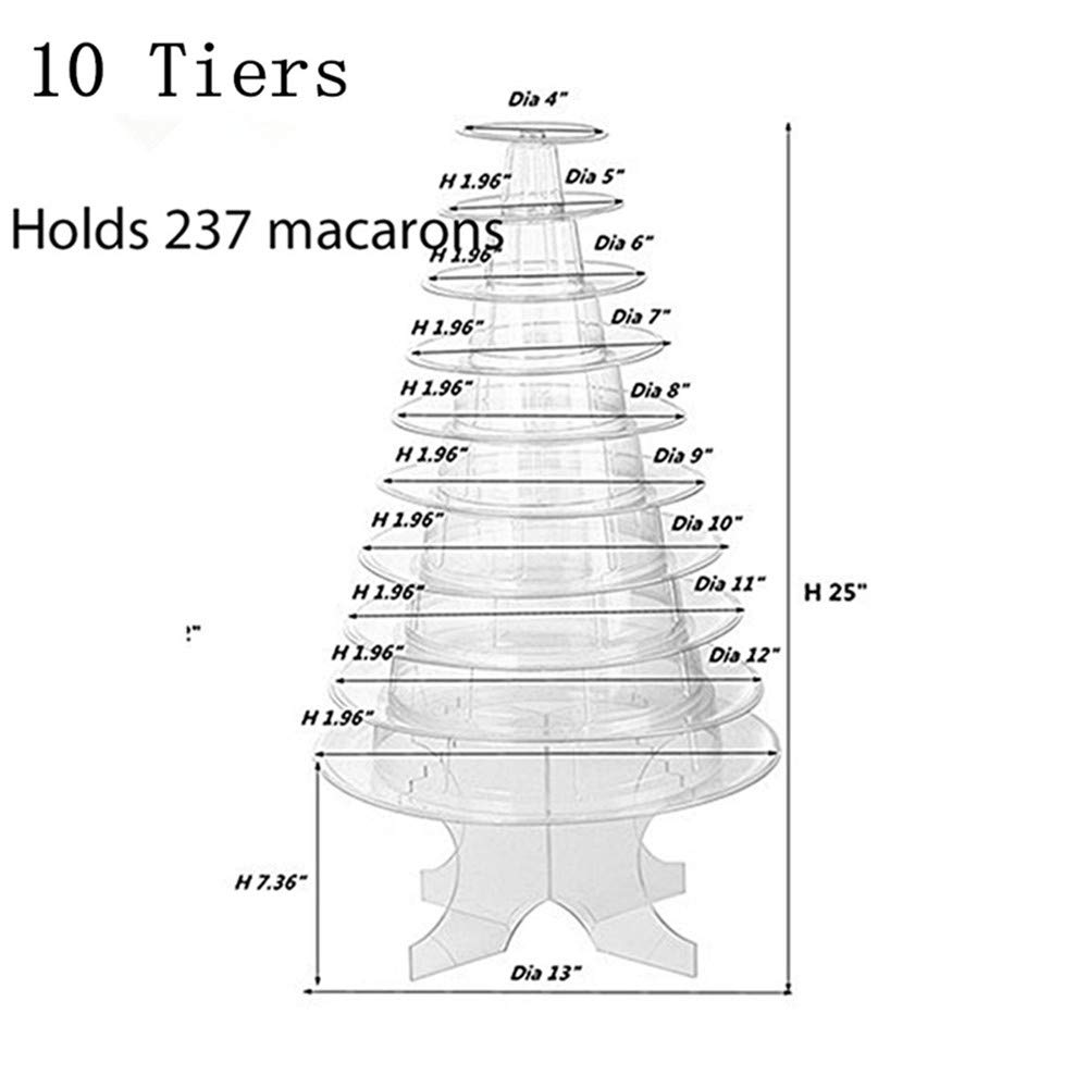 10 Tier Round Macaron Tower Stand Adjust Tiers Level Dia from 4"-13", Cupcake Stand Desserts Displayfor Wedding Birthday Decor