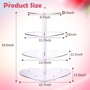 4 Tier Heart Cupcake Stand, 2023 New Acrylic Cupcake Holder with LED Light, Premium Cupcake Tower Dessert Tree Tower for Wedding Anniversary Birthday Party Decorations