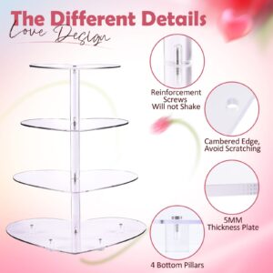 4 Tier Heart Cupcake Stand, 2023 New Acrylic Cupcake Holder with LED Light, Premium Cupcake Tower Dessert Tree Tower for Wedding Anniversary Birthday Party Decorations