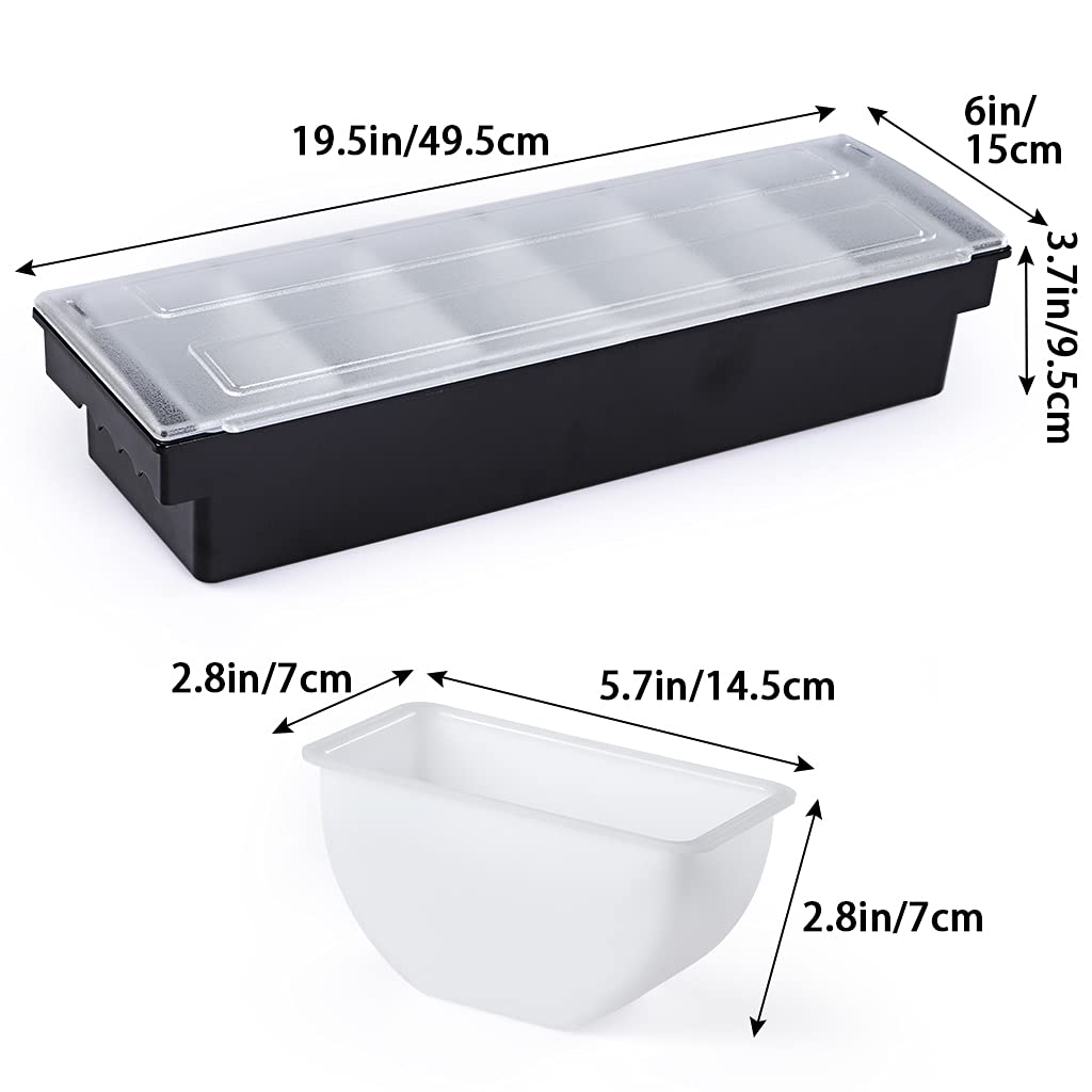 MOLIGOU Ice Cooled Condiment Container, 6 Compartments Garnish Tray with Lid, Fruit Veggie Condiment Caddy for Party, Bar