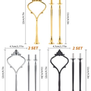 6 Set Tiered Tray Hardware for Cake Stand Mold Crown 3 Tier Cake Stand Fittings Hardware Holder for Wedding and Party Making Resin Cupcake Dessert Platter Serving Stand (Gold & Black & Silver)