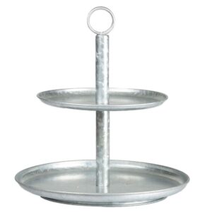 ilyapa galvanized two tier tray - 2 tiered tray stand, metal serving stand platter for cake, cupcake, dessert, appetizers & more