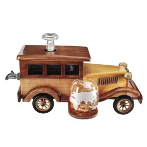 Old Fashioned Car Whiskey Decanter Set, Very Large 15" x 13" x 7" 750ml Decanter Spigot, and 2-10oz Whiskey Tumbler Old Fashion Glasses, Old Fashioned Vintage Car, Limited Edition, Great Bar Gift!