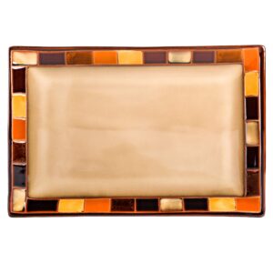 gibson elite casa estebana reactive glaze 14" x 9" platter, brown - 114369.01r