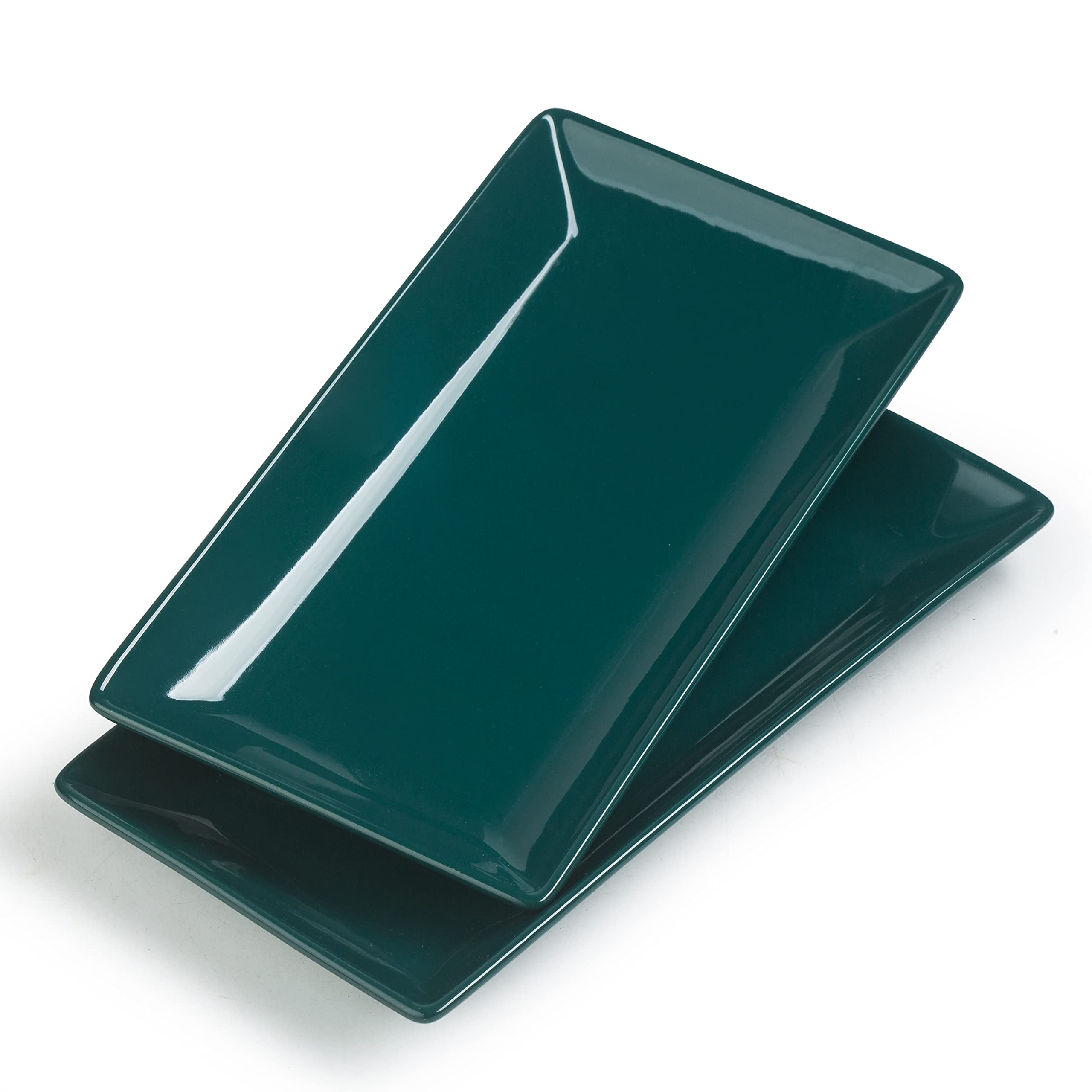 Gomakren Serving Platter for Party Serving Dishes and Platters Christmas Serving Trays for Entertaining 10 inch Set of 2 Porcelain Sushi Taco Turkey Salad Appetizer Chips Dip Plate Green