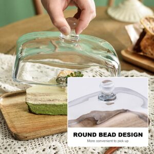 EATAKWARD Acacia Wood Butter Dish with Clear Glass Cover Lid, 7'' x 4.7'' x 4'' Wood Butter Tray for Dinner Plate Dessert Cake Refrigerator& Counter for Butter, Block of Cream Cheese& Serving Dish