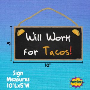 Popfizzy Taco Sign, Fun Taco Decorations for the Kitchen, Funny Taco Gifts, Tacos Themed Gifts, Wood Taco Decor, 5x10