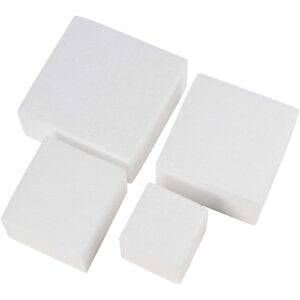 Small Cake Foam Dummies, 3-6 in Cake Dummy Squares (4 Pieces)