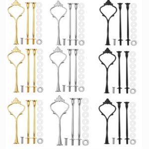 9 set cake stand hardware, fittings for cake stand mold crown 3tier cake stand fittings hardware holder for afternoon tea cake dessert fruit, wedding and party tray cupcake (gold, silver, black)