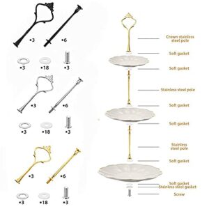 9 Set Cake Stand Hardware, Fittings for Cake Stand Mold Crown 3Tier Cake Stand Fittings Hardware Holder for Afternoon Tea Cake Dessert Fruit, Wedding and Party Tray Cupcake (Gold, Silver, Black)