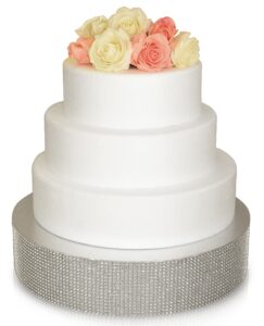 occasions bling wedding cake stand (holds 150 lbs) cupcake base, decorative centerpiece for parties (16'' round, silver)