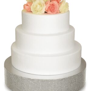 OCCASIONS Bling Wedding Cake Stand (Holds 150 lbs) Cupcake Base, Decorative Centerpiece for Parties (16'' Round, Silver)